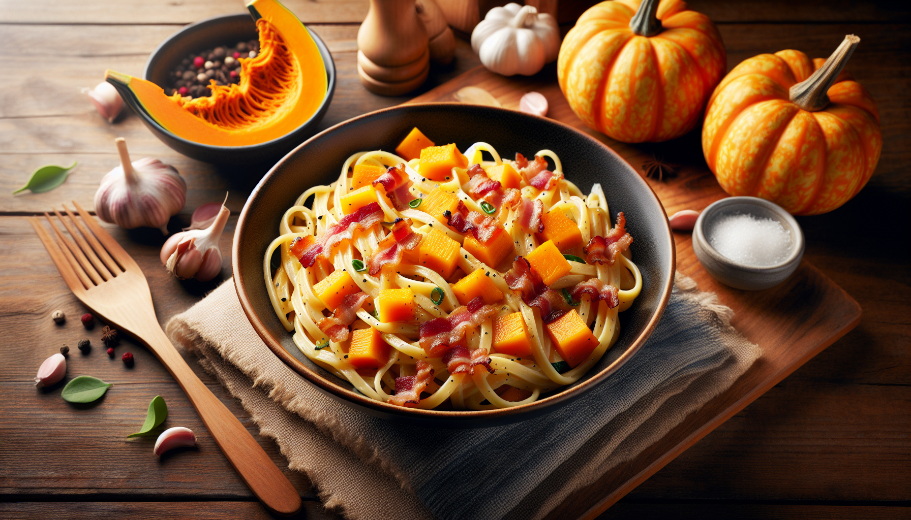 pasta con la zucca e pancetta